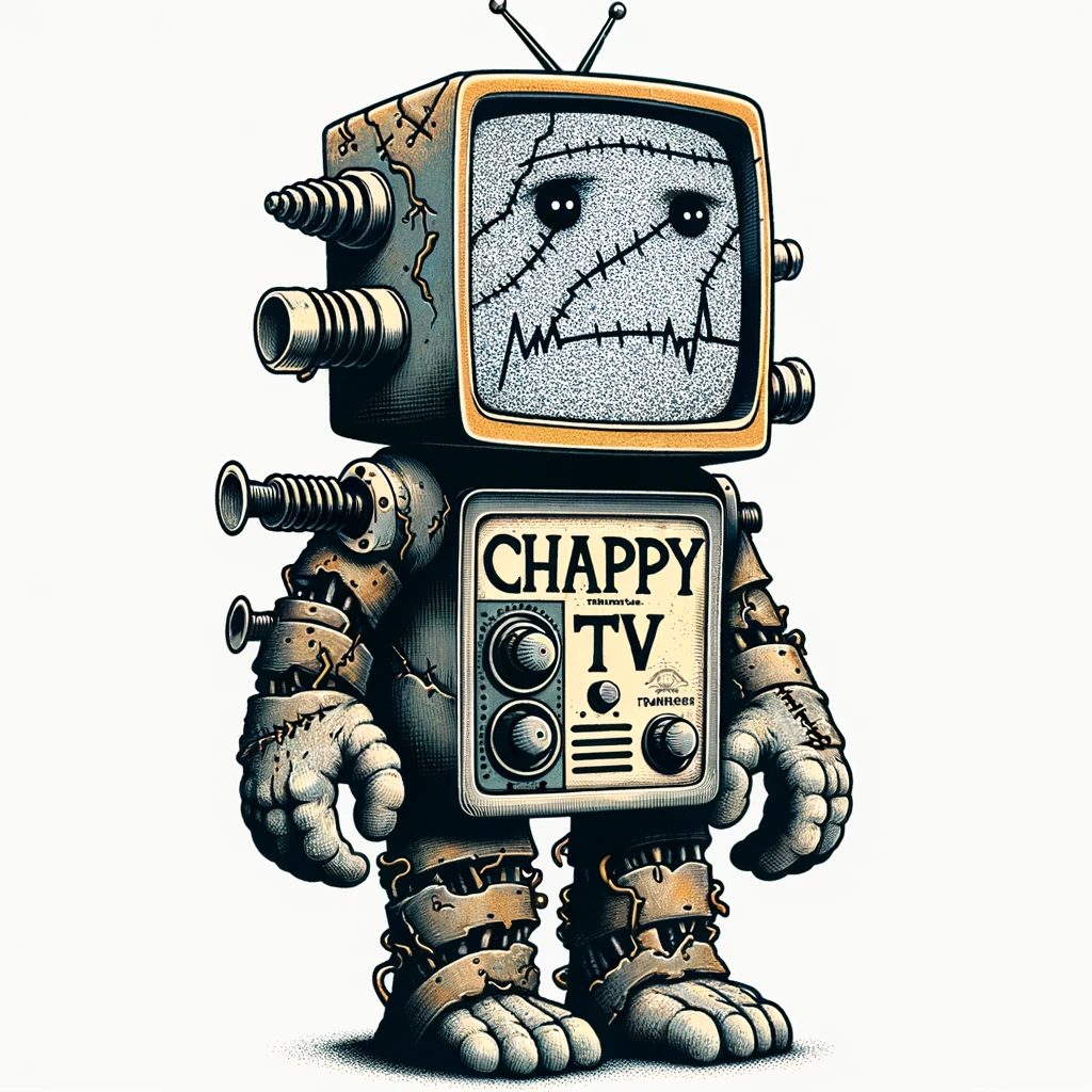 Steam punk Frankenstein Chappy with a CHAPPY TV panel
