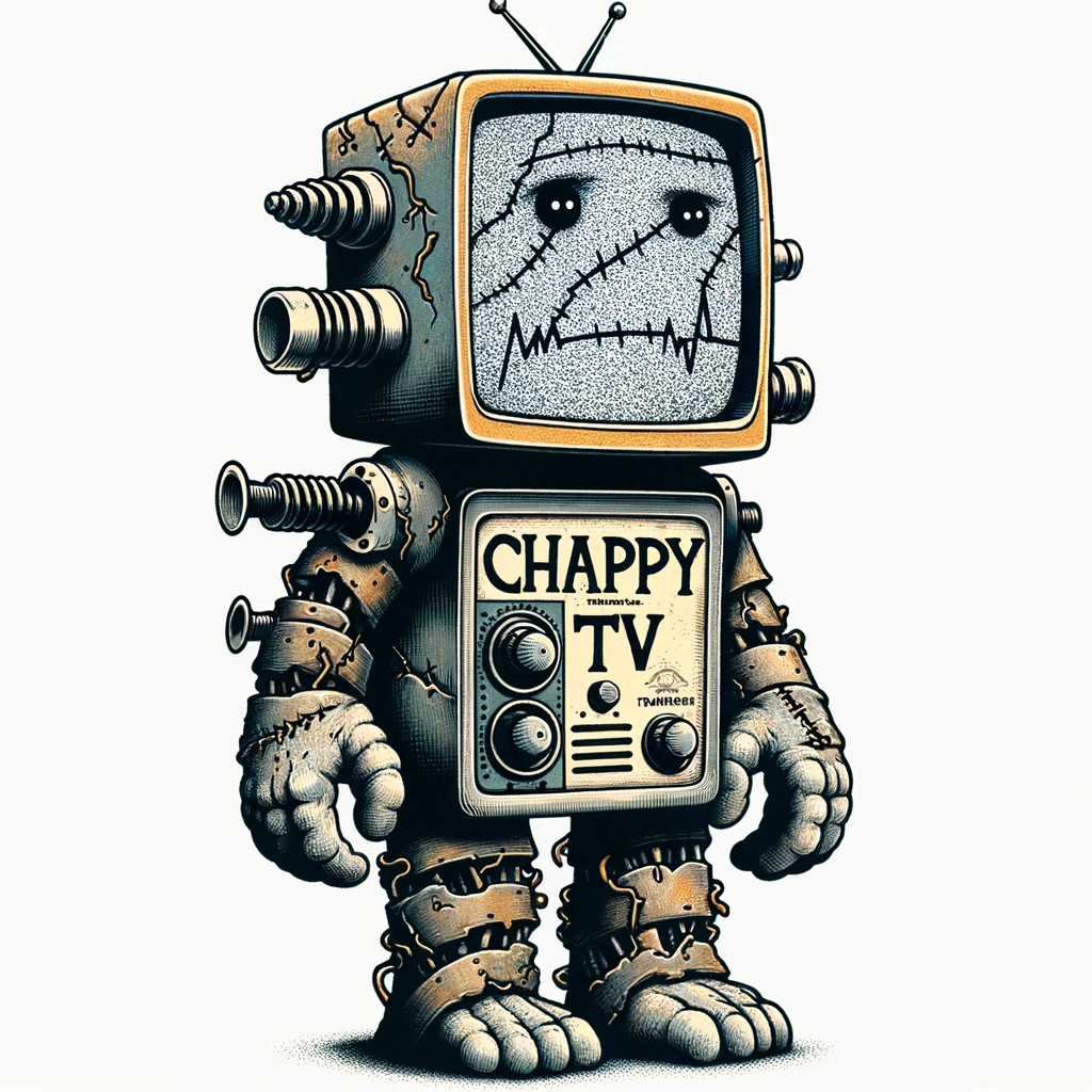 Steam punk Frankenstein Chappy with a CHAPPY TV panel