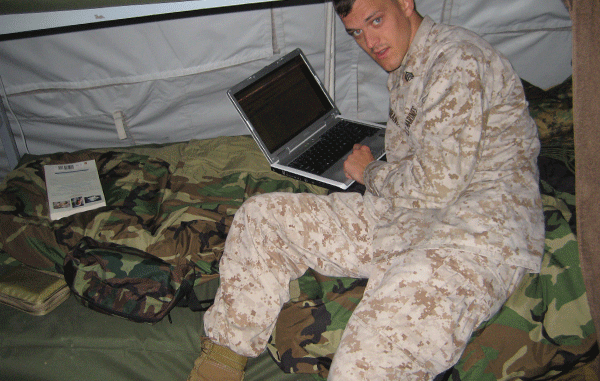 Me writing, en-route to Afghanistan, Nov. 2009